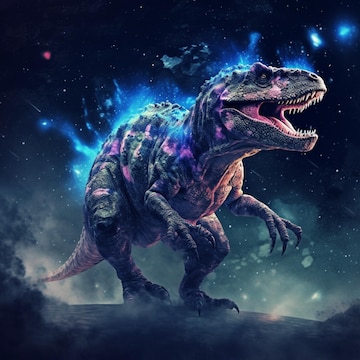Arafed t rex dengan kepala bercahaya, AI generatif | Gambar AI Premium