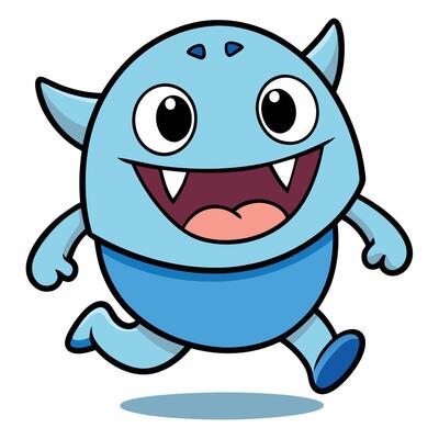 a-cartoon-blue-monster-running-with-its-mouth-free-vector