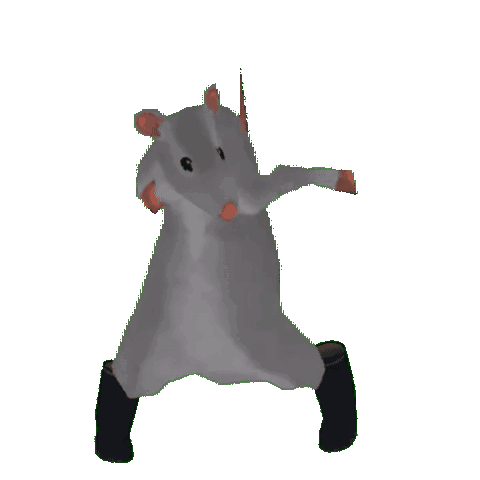 a cartoon mouse wearing black boots is dancing